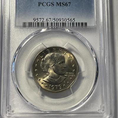 SCARCE PCGS CERTIFIED 1979-D MS67 SUSAN B. ANTHONY DOLLAR FRESHLY GRADED. FREE DOMESTIC SHIPPING.