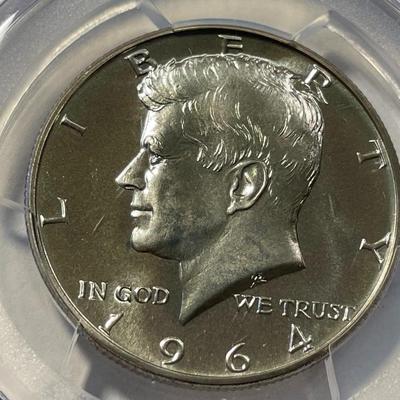 PCGS CERTIFIED 1964 PROOF-68 KENNEDY SILVER HALF DOLLAR FRESHLY GRADED. FREE DOMESTIC SHIPPING.