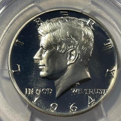 PCGS CERTIFIED 1964 PROOF-68 KENNEDY SILVER HALF DOLLAR FRESHLY GRADED. FREE DOMESTIC SHIPPING.
