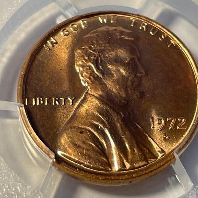 PCGS CERTIFIED 1972-S MS65 RED LINCOLN CENT FRESHLY GRADED. FREE DOMESTIC SHIPPING.
