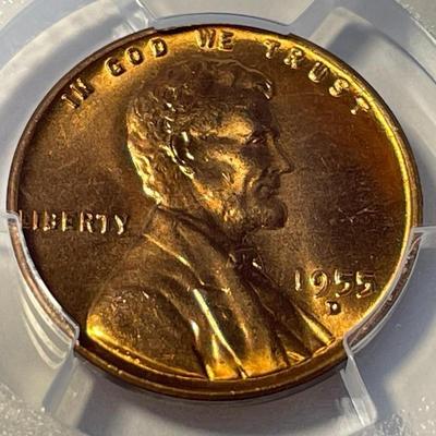 PCGS CERTIFIED 1955-D MS66 RED LINCOLN CENT FRESHLY GRADED. FREE DOMESTIC SHIPPING.