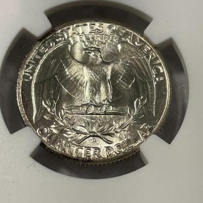 NGC CERTIFIED 1944-D MS64 WASHINGTON SILVER QUARTER AS PICTURED. FREE DOMESTIC SHIPPING.