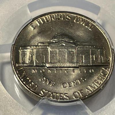 PCGS CERTIFIED 1960-D MS65 GRADED JEFFERSON NICKEL AS PICTURED. FREE DOMESTIC SHIPPING.