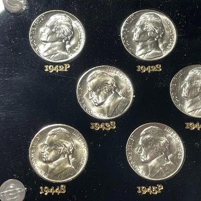 BOWERS & RUDDY 1942 - 1945-P/D/S Silver War Time Nickel Set 11-Coin Set in GEM BU in a Capital Holder as Pictured. Blast White w/Some...