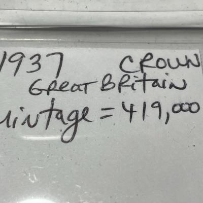 SCARCE GREAT BRITAIN 1937 SILVER CROWN AU58++ CONDITION MINTAGE 419,000 AS PICTURED. FREE DOMESTIC SHIPPING.