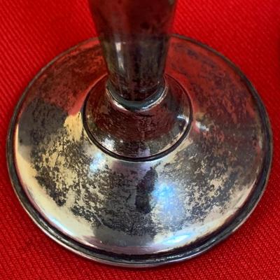 Sterling Weighted Candle Bases w/ Etched Glass / Bud Vase