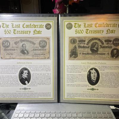 THE LAST CONFEDERATE TREASURY $50 & $100 NOTES -by THE POSTAL COMMEMORATIVE SOCIETY IN A NICE PRESENTATION FOLDER AS PIC'D.