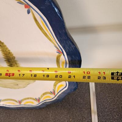 Quimper Style Soft Wood Serving Tray 22" diameter