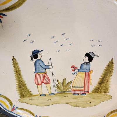 Quimper Style Soft Wood Serving Tray 22" diameter