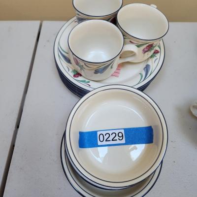 Lenox Chinastone Poppies on Blue Made in USA Bowls Plates Cups