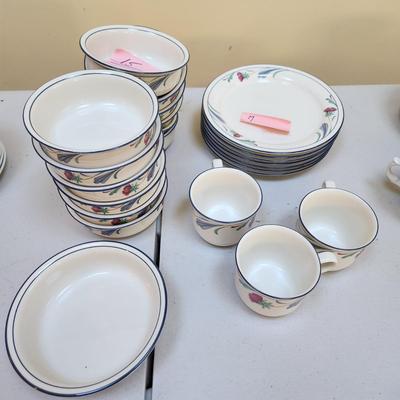 Lenox Chinastone Poppies on Blue Made in USA Bowls Plates Cups
