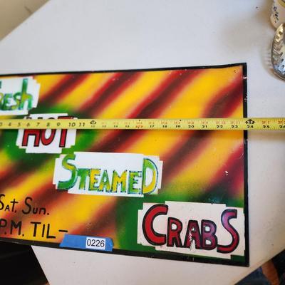 "Fresh Hot Steamed Crabs" Metal Sign