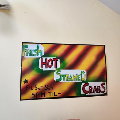"Fresh Hot Steamed Crabs" Metal Sign