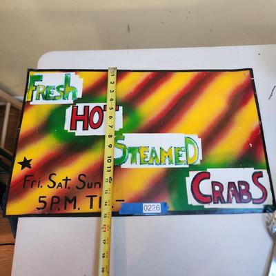 "Fresh Hot Steamed Crabs" Metal Sign