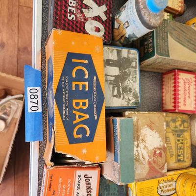 , Large Collectable Lot, Log Cabin, Powders, Ice bags, Dr Scholls , Ginger, Mennen's and More