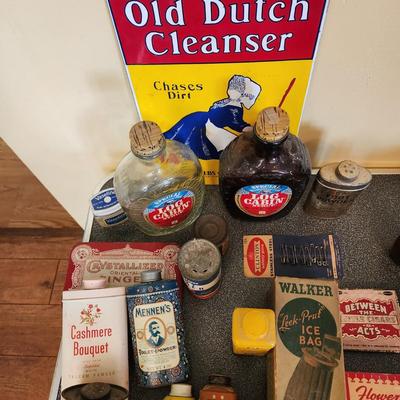 , Large Collectable Lot, Log Cabin, Powders, Ice bags, Dr Scholls , Ginger, Mennen's and More