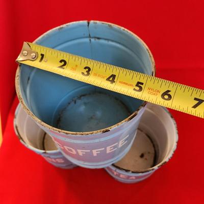 Lot of Enamelware Raised Letters Cans & 4 Chicken Bowls