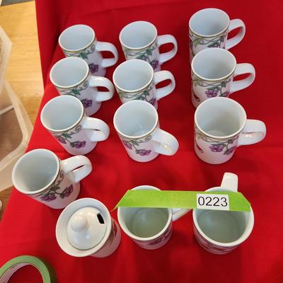 11 Dansk Tivoli Garden Mug Coffee Cups w Sugar & Creamer
