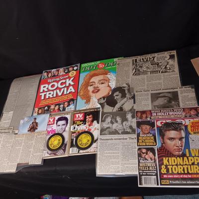 ELVIS NEWSPAPER CLIPPINGS, TV GUIDE, MAGAZINE AND MORE