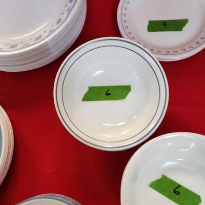 Large Collection of Corning Corelle Plates & Bowls Many Patterns on the Dinner Plates