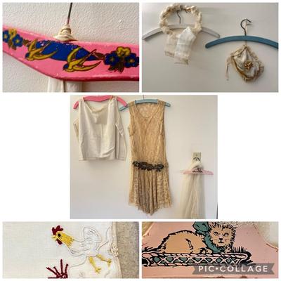 Antique Clothes, Accessories, Painted Wooden Hangers