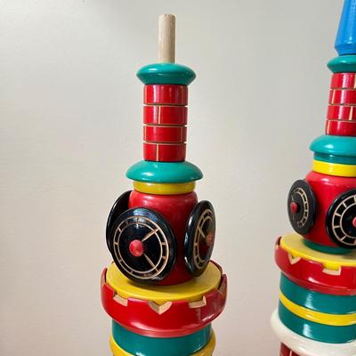 Vintage Wood Toy Figurines Lot - Swedish, French