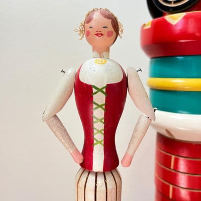 Vintage Wood Toy Figurines Lot - Swedish, French
