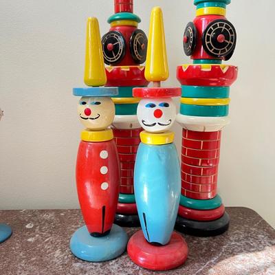 Vintage Wood Toy Figurines Lot - Swedish, French