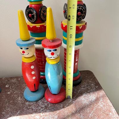 Vintage Wood Toy Figurines Lot - Swedish, French