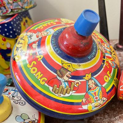Vintage Metal Tin Toys Lot Ohio Art Noise Makers Jack in the Box