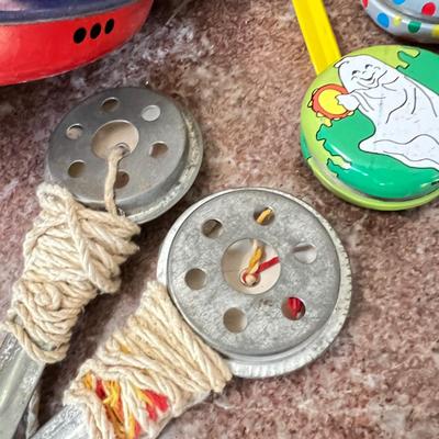 Vintage Metal Tin Toys Lot Ohio Art Noise Makers Jack in the Box