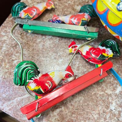 Vintage Metal Tin Toys Lot Ohio Art Noise Makers Jack in the Box