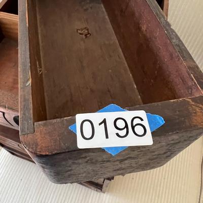 Antique Carved Wood Sewing Box, Drawers, Accessories