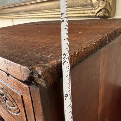 Antique Carved Wood Sewing Box, Drawers, Accessories