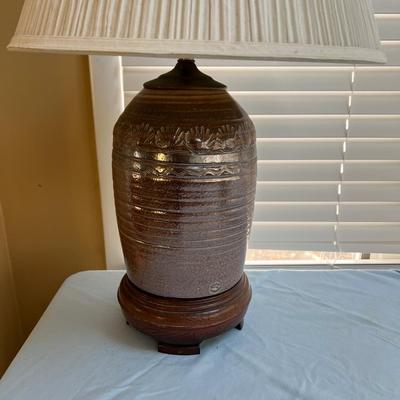 Ceramic Pottery Table Lamp - Stamped