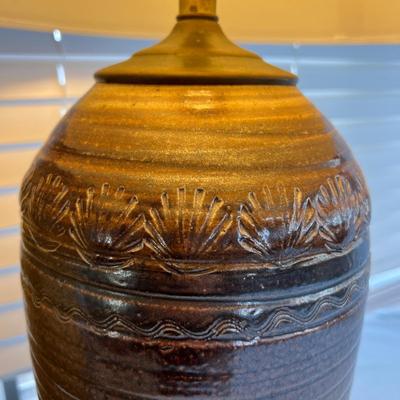 Ceramic Pottery Table Lamp - Stamped