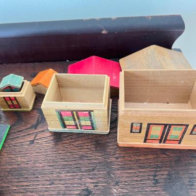 Vintage Wood Paper House Figurines - WWII, Japanes, Czech, Holiday