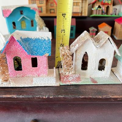 Vintage Wood Paper House Figurines - WWII, Japanes, Czech, Holiday