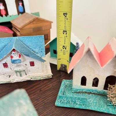 Vintage Wood Paper House Figurines - WWII, Japanes, Czech, Holiday