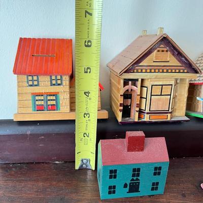 Vintage Wood Paper House Figurines - WWII, Japanes, Czech, Holiday