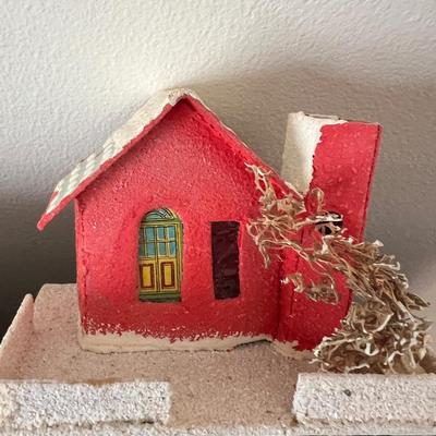 Vintage Wood Paper House Figurines - WWII, Japanes, Czech, Holiday