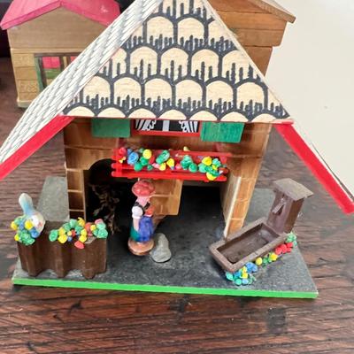 Vintage Wood Paper House Figurines - WWII, Japanes, Czech, Holiday