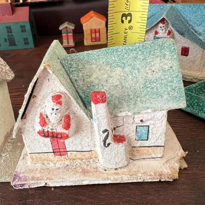 Vintage Wood Paper House Figurines - WWII, Japanes, Czech, Holiday
