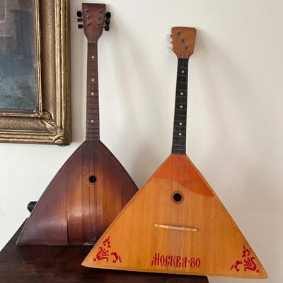 2 Vintage Balalaika Musical Instruments
