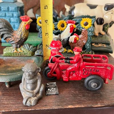 Decorative Cast Iron Lot - Banks, Figurines, Letter Holders
