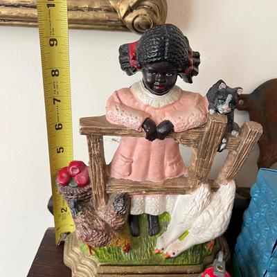 Decorative Cast Iron Lot - Banks, Figurines, Letter Holders
