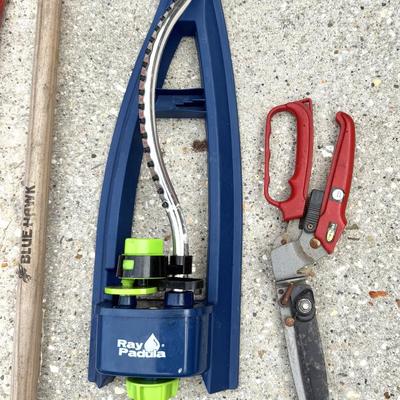 8 Piece Yard Tool Lot - Pole Pruner, Loppers, Axe, Shovel, Rake