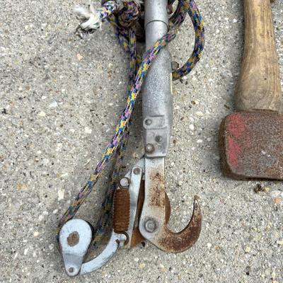 8 Piece Yard Tool Lot - Pole Pruner, Loppers, Axe, Shovel, Rake