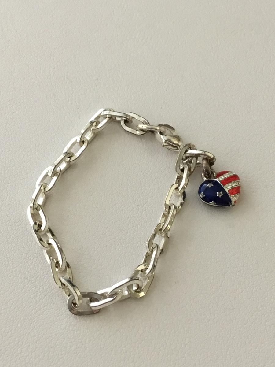 Sterling Silver USA Heart Flag Charm – Enamel 925, Thailand Made