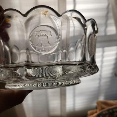 4 Pieces Fostoria Coin Glass Serving Bowls Oval Round Clear Scalloped Edge Frosted Coins